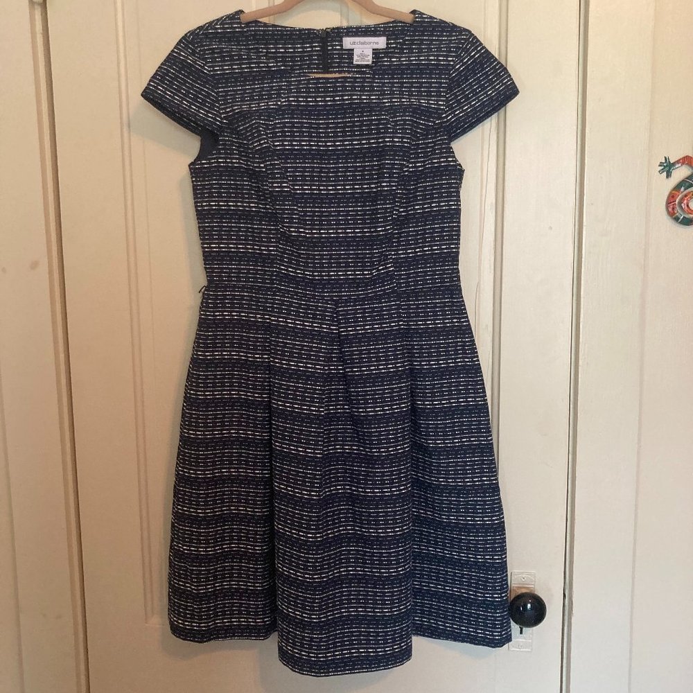 Liz Clariborne Fit and Flare Navy/White Dress